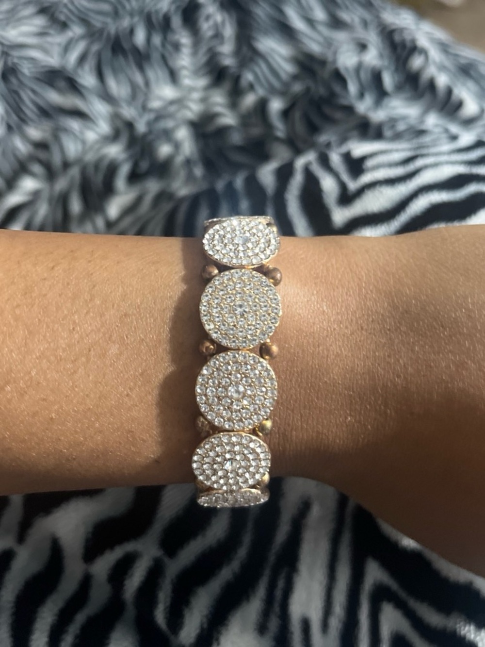 Pave Crystal Disc Stretch Bracelet - Rose Gold